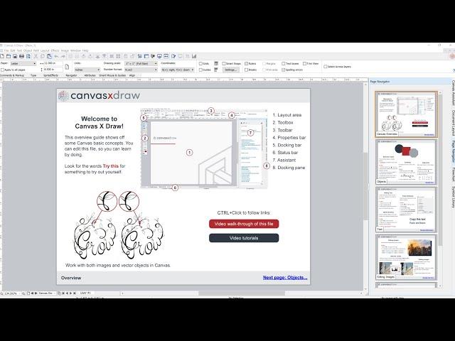 Getting started with Canvas X Draw graphic design software for Windows.