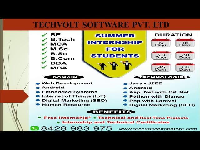 Summer internship in coimbatore | Techvolt Software