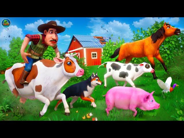 Epic Animal Rescue! Wild Lion King Attacks Farm Animals | Cow, Sheep, Goat, Pig, Dog Cartoons