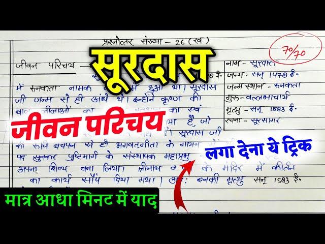 सूरदास का जीवन परिचय ऐसे लिखें 2024 || Surdas ka jeevan parichay 2024