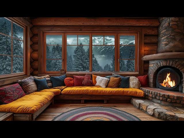 Wooden cabin winter wonderland | Instant Sleep Aid With The Comforting Ambiance of Fireplace