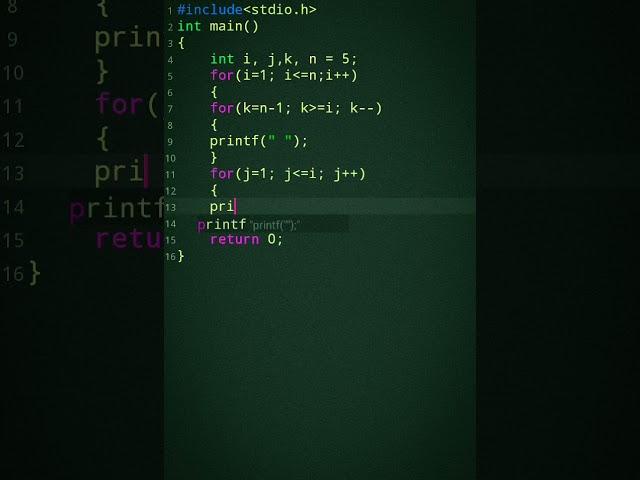 #120 C pattern programming‍ C language tutorial #shorts #coding