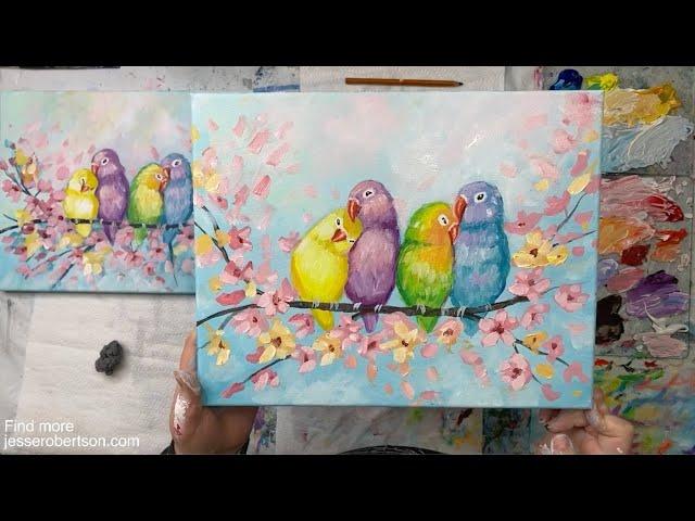 Lovey Dovey Birds | Acrylic Painting Tutorial | Love Bird Painting