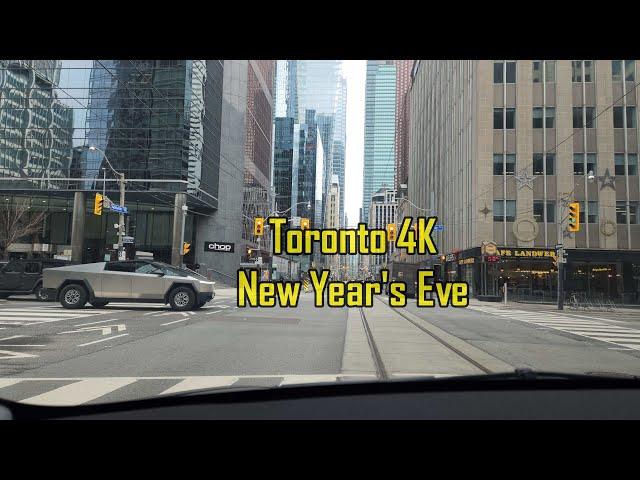 Experience 4K Driving In Downtown Toronto - New Year's Eve