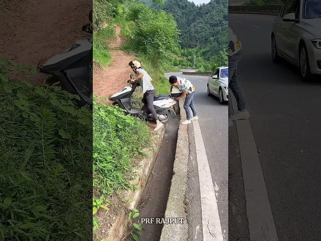 the boy's scooty got stuck in the drain #shortvideo #facts #dothingsyoudontwanttodo