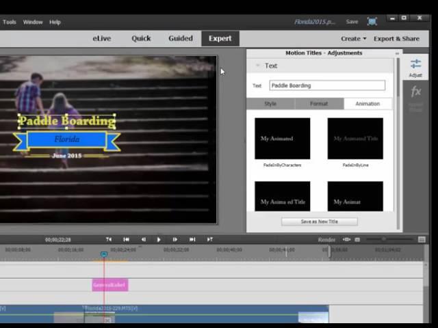 Motion Titles in Premiere Elements 14