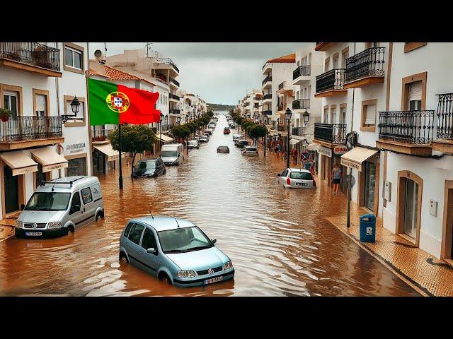 Portugal Now ! Albufeira Streets Flooded by Heavy Rain in Algarve Today