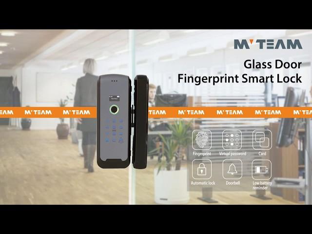 MVTEAM Frameless Glass Door Electric Bolt Lock Digital Biometric Fingerprint Smart Glass Door Lock