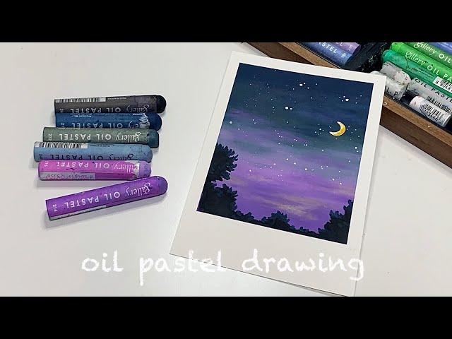 Oil pastel drawing, How to draw the sky with an oil pastel