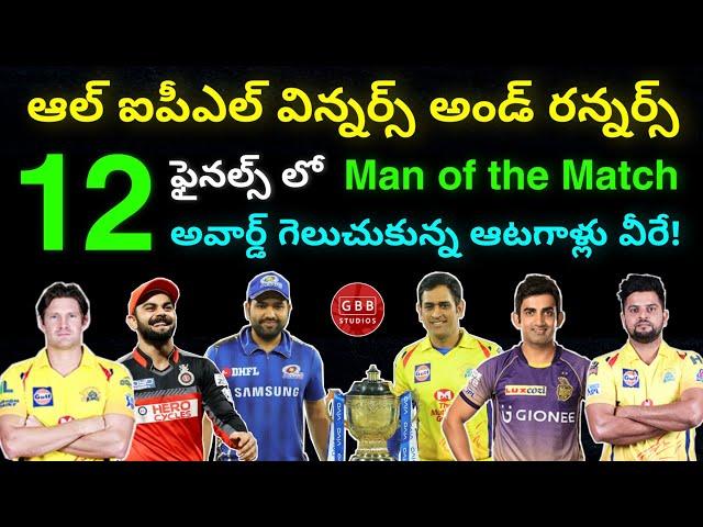 IPL Winners and Runners List from 2008 to 2019 | All IPL Finals Man of the Match Winners | IPL 2020