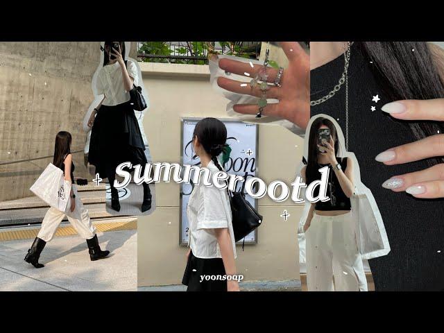 [SUB] 𝒐𝒐𝒕𝒅 Flea Market Vlog! black & white outfits .˳⁺ new nail∙making bead keyring