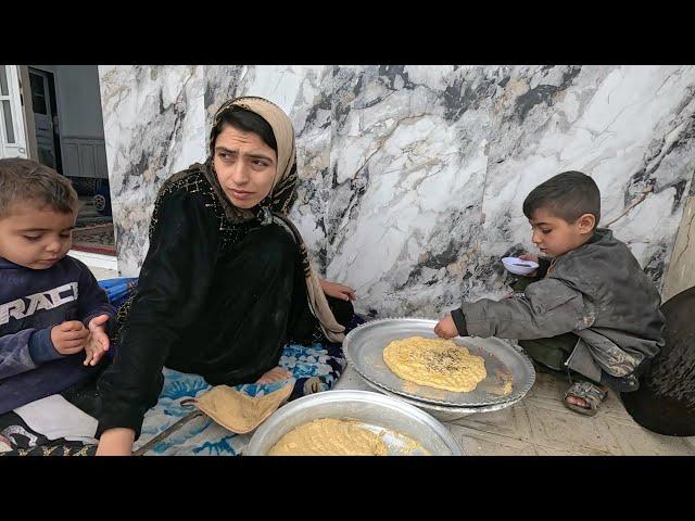 The daily routine of Tayeba and the kids on a cold winter day with baking berko bread