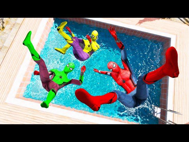 GTA 5 Water Ragdolls Green-Spiderman vs Red Spiderman Jumps/Fails (Euphoria Physics) #1