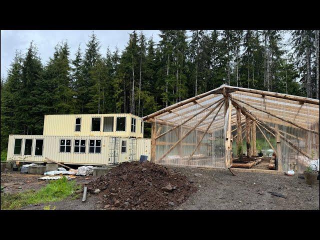 REAL OFF GRID LIVING | HUGE GREENHOUSE & SHIPPING CONTAINER HOUSE SECRET REVEAL - LIVE