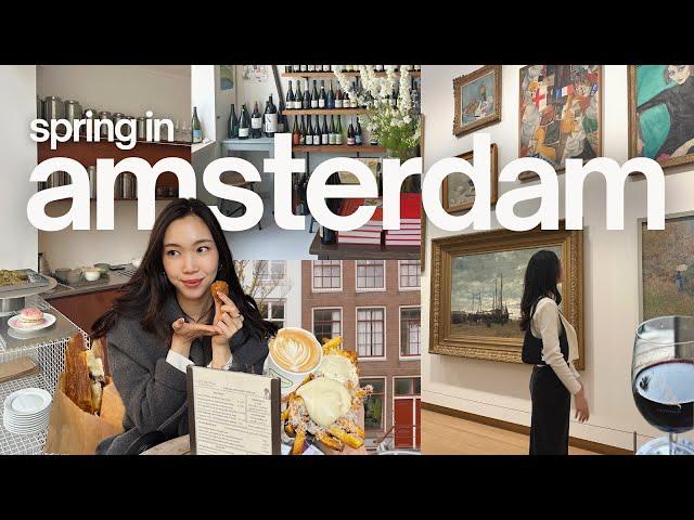 AMSTERDAM 3-Day Travel Vlog | aesthetic cafes, restaurants, spring tulips & galleries! 