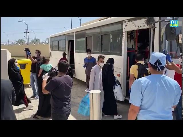 #البصرة_AT مغادرة المشتبه بهم بفيروس كورونا من فنادق المدينة الرياضية في البصرة