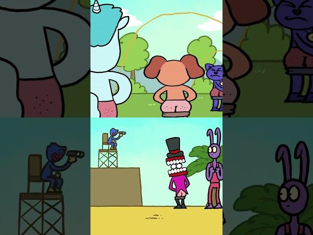 Peeing competition comparison - CatNap and friends vs Jax and the amazing digital circus