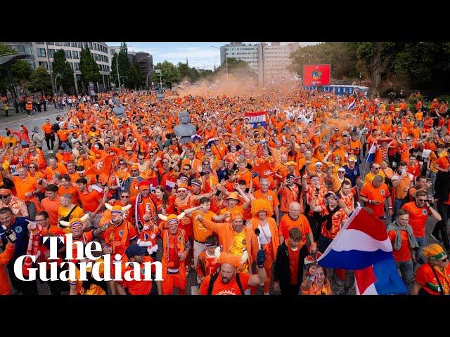 Netherlands fans dance in the streets of Hamburg ahead of first Euro 2024 match