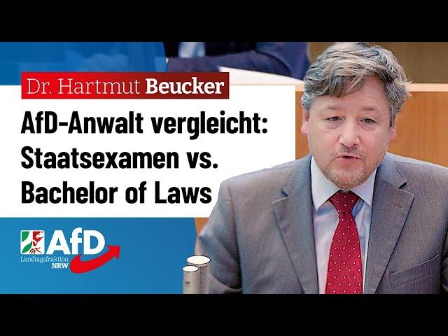 AfD-Anwalt vergleicht: Staatsexamen vs. Bachelor of Laws – Dr. Hartmut Beucker (AfD)