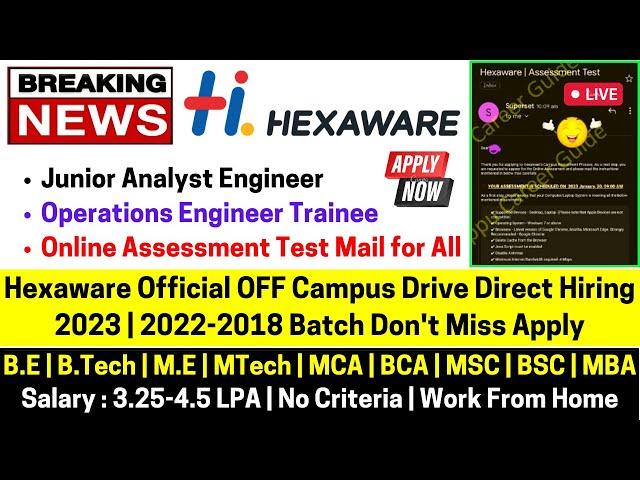 Hexaware Official Biggest OFF Campus Mass Hiring Started 2023-2018 Batch | Hexaware Recruitment 2023