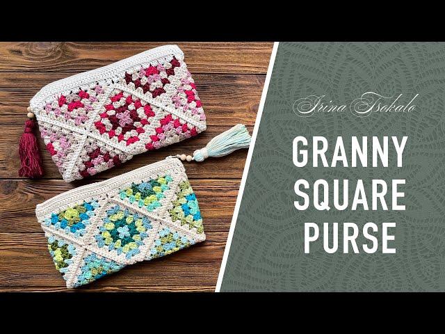 How to Crochet Granny Square Purse, Add Lining & Zipper