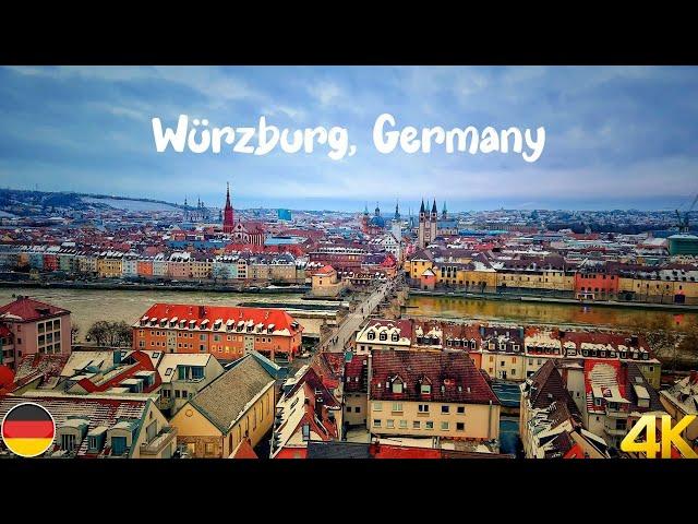 Würzburg, Germany, evening walk in winter 4K 60fps - A Beautiful Bavarian Medieval city