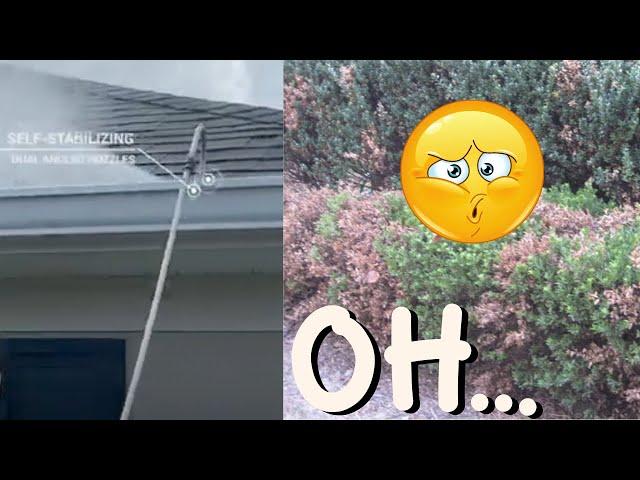 Gutter cleaning from the ground and How NOT to destroy Plants Roof cleaning