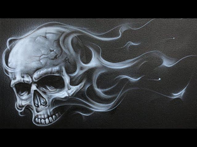 Airbrushing a Skull with Smoke Flames