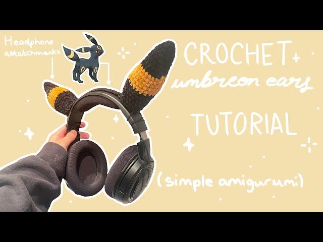 Crochet Umbreon ear headphone attachments tutorial (simple amigurumi)