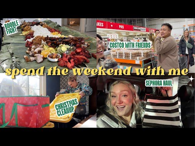 SPEND THE WEEKEND WITH ME | BOODLE FIGHT + CHRISTMAS CLEANUP + SHOPPING HAUL + COSTCO WITH FRIENDS