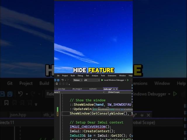 Removing the Console Window from C++ ImGui Project #cplusplus #shorts #imgui