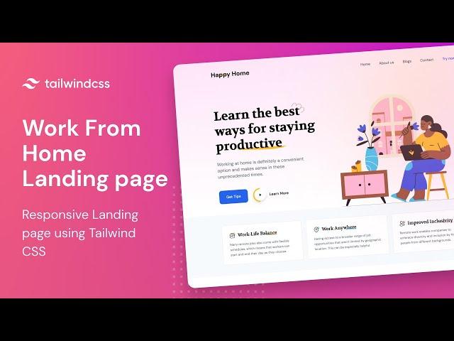 Work From Home Landing Page using Tailwind CSS | Speed Code