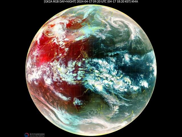 [Daily] 4월 17, 2024 GK2A Satellite RGB Day/Night Composite | Full Disk | 20240417