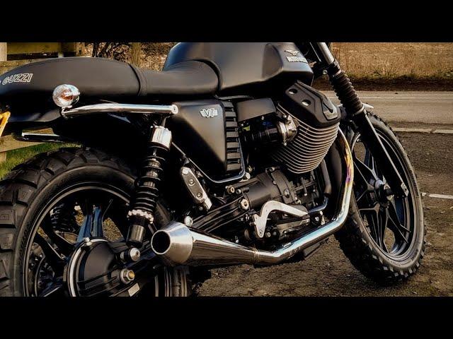 Moto Guzzi V7 Stone Scrambler. Megaton exhausts. AX41 tyres.