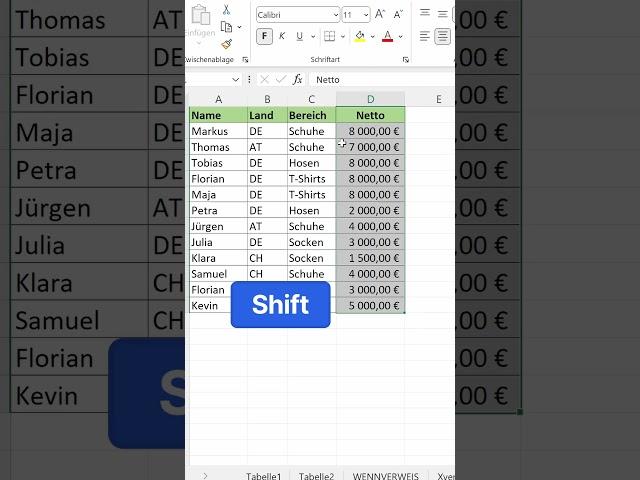 Spalten in Tabellen verschieben #excel