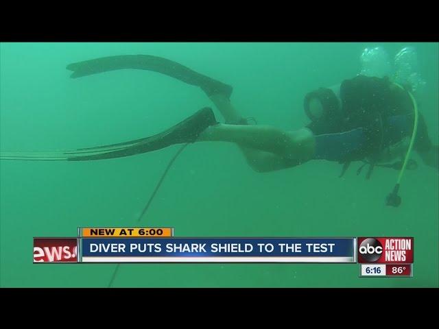 Diver puts shark shield to the test