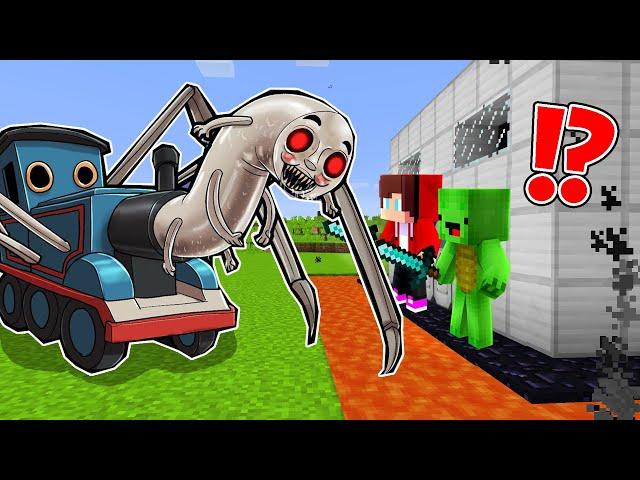 The Most Secure House vs THOMAS SPIDER TRAIN - Minecraft gameplay by Mikey and JJ (Maizen Parody)