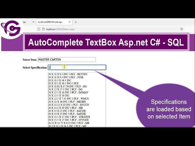 Autocomplete TextBox in Asp .Net C# with SQL | Autocomplete Textbox