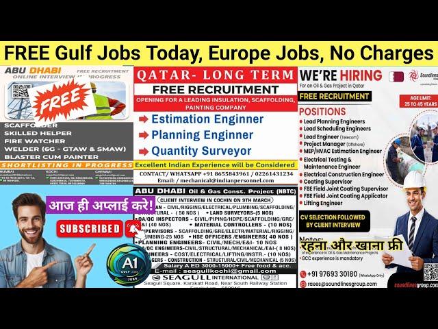 FREE Gulf Jobs Today! Europe jobs, gulf jobs 2025, dubai jobs, Kuwait jobs, Iraq jobs, Oman jobs