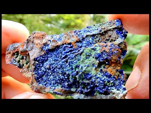 Azurite, Agardite, Malachite mixed mineral specimen from the Lavrion mines in Greece