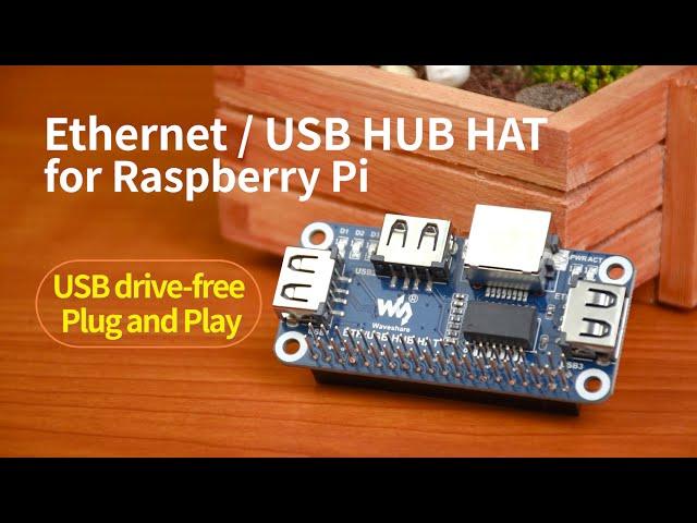 Waveshare Ethernet / USB HUB HAT For Raspberry Pi, with one RJ45 Ethernet Port, three USB Ports