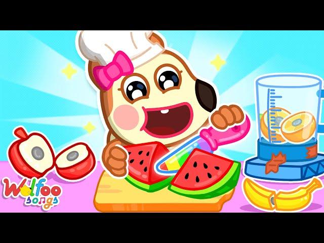 Let’s Make Colorful Fruit Juice!  Playtime Song for Kids  Wolfoo Nursery Rhymes & Kids Songs