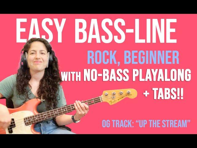 Easy Rock Bassline for beginners - with tabs and playalong!!