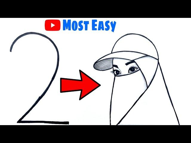 güzel eşarplı kadın çizimi| Hijab Girl drawing| Muslim girl drawing| Girl drawing for beginners