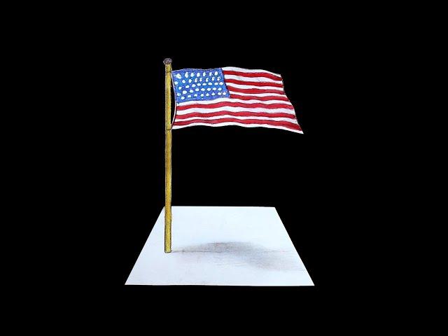 3D USA Flag Drawing || 3D weaving Flag Drawing of United States of America