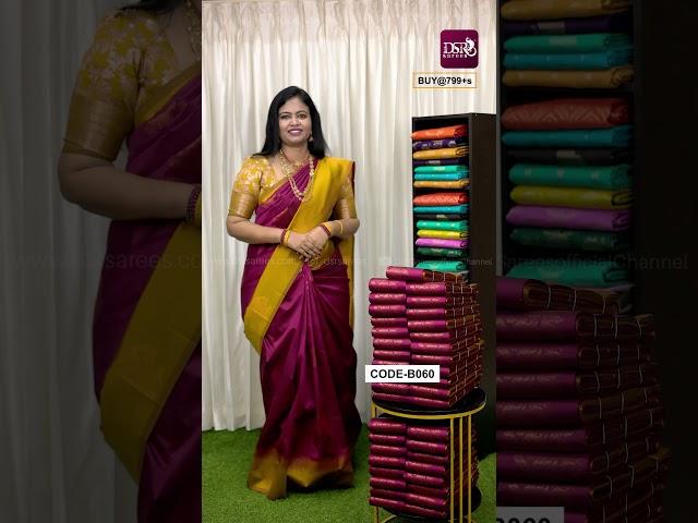 Kanchi semi soft silk borderless sarees price @ 799+$ | Booking: 7200602017 | www.dsrsarees.com