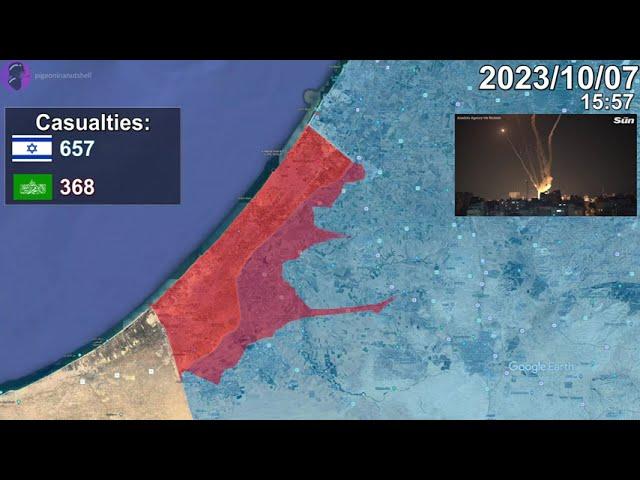 Israel-Hamas War: First 4 Days Mapped using Google Earth