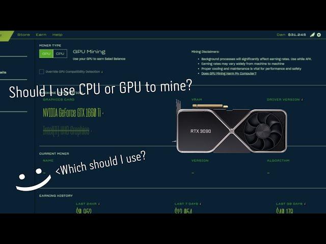 Should I use CPU or GPU to mine? | Salad.io