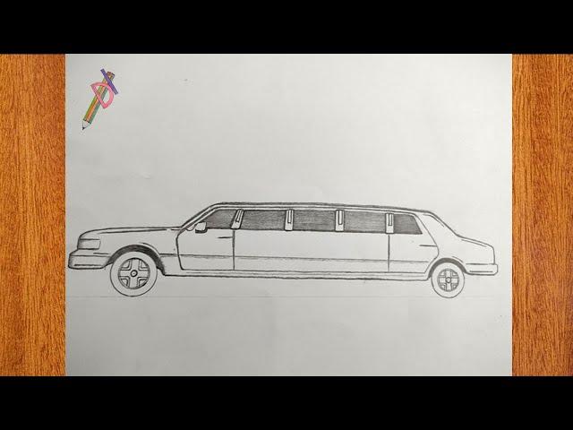 How to draw a limousine car step by step for beginners  ||  Luxury car drawing tutorial