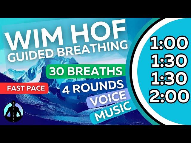 WIM HOF Guided Breathing Meditation - 30 Breaths 4 Rounds Fast Pace | Up to 2min